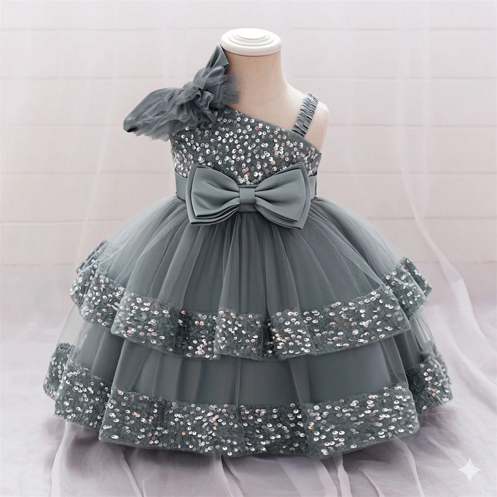 Competitively Priced Short Off-Shoulder Sequin Dress for Baby Girls OEM ODM Party Style Princess Dress Children.