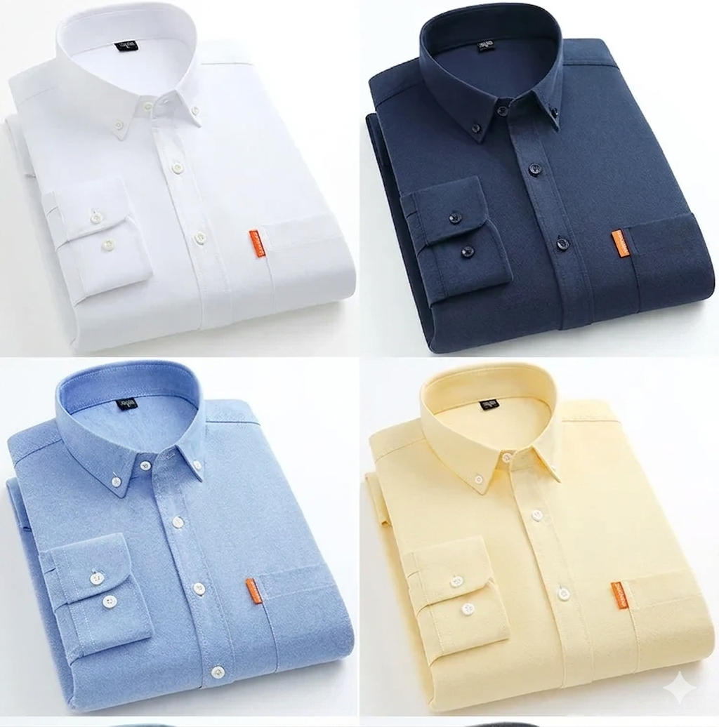 Men's Yarn-Dyed Oxford Shirt – Long Sleeve Cotton