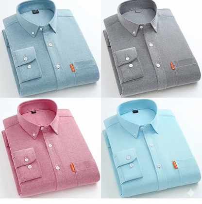 Men's Yarn-Dyed Oxford Shirt – Long Sleeve Cotton