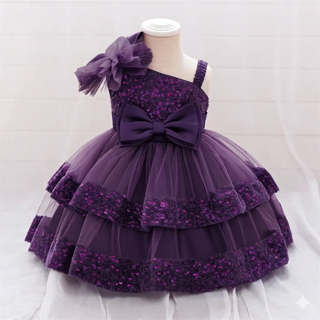 Competitively Priced Short Off-Shoulder Sequin Dress for Baby Girls OEM ODM Party Style Princess Dress Children.