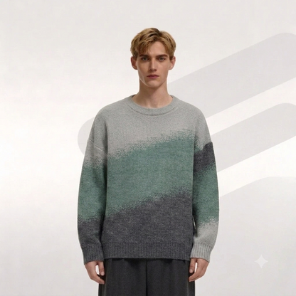 Autumn Winter Trendy Loose Japanese Retro Lazy Style 100% Cotton New Casual Thickened Knitted Crewneck Sweater