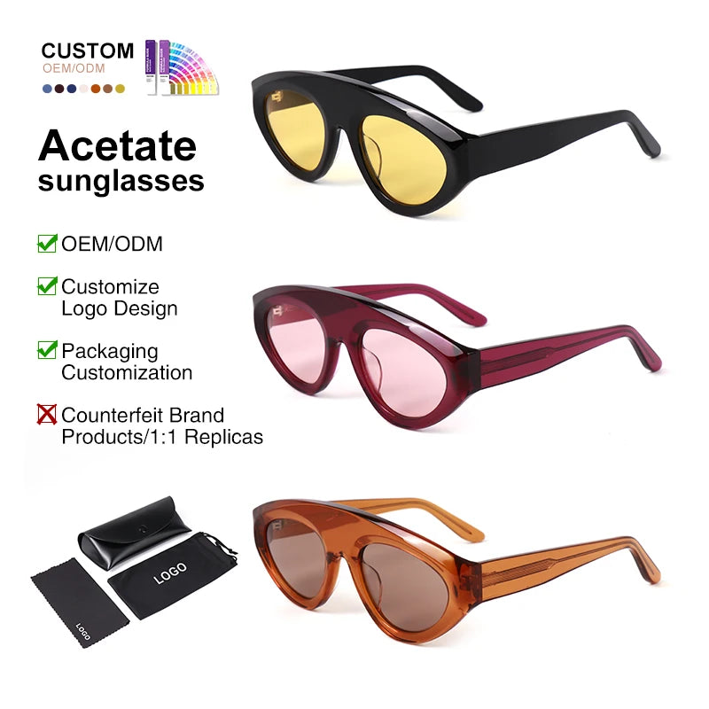 MCROONS Cat-Eye Acetate Polarised UV400 Unisex Sunglasses