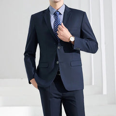 Navy Blue Men's 3 Piece Jacket Blazer Pour Slim Fit Suit Prom Groomsman Wedding Suits