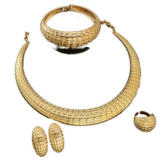 14k Gold Plated Copper Smooth Sand New Year Jewelry Set