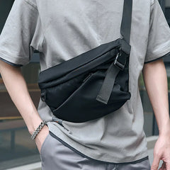 Black Waterproof Crossbody Bags for Men Travel Single Shoulder Bag Men Belt Bag Fanny Pack