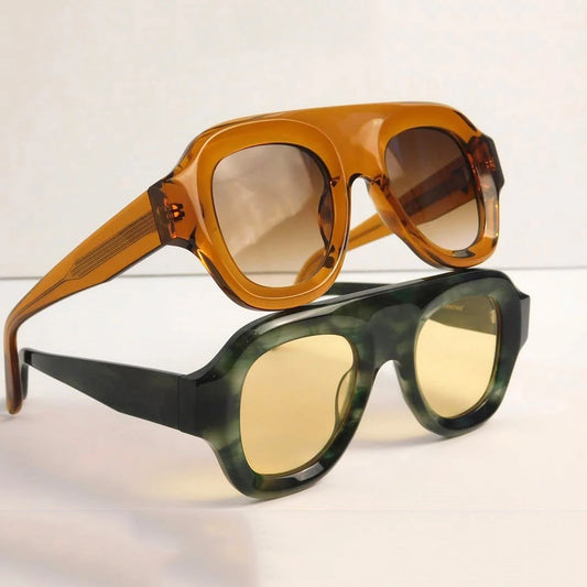 MCROONS Classic Oval Acetate Sunglasses — CR39 Lens, Unisex