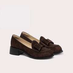 New High-Quality Wholesale Custom Women's Suede Loafers Comfortable Med Heels Shoes Moccasins Women's Shoes Wholesale