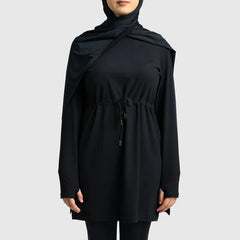 AOLA Custom logo Womens Modest Activewear Drawstring Waist Workout Sports Gym Long Sleeve Muslim Oversized Modest Training Top