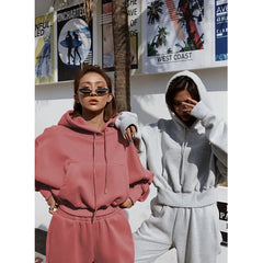 Manufactory Jogger Gym Workout 2 Piece Women Set Crop Top Oversize Outdoor Hoodie Women Sweatshirt