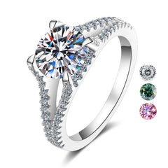 Engagement Women Big Rings Fine Jewelry 2 Carat Vvs1 Diamond  Round Moissanite 925 Silver Ring