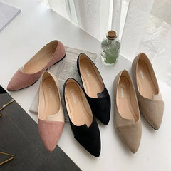 2024 Spring New Women's Fashion Match Color Late Evening Shallow Mouth to Wear Pointed Flat Small Single Shoes Female Wholesale