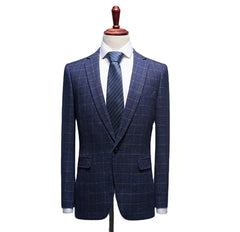 Business Formal Suit for Men Classic Check Pattern Western-style Clothes Groom Wear Jacket