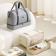 Logo Travel Tote Bag with Shoe Compartment Weekender Bags Men Women Carry on Overnight Bag Gym Duffel Bag