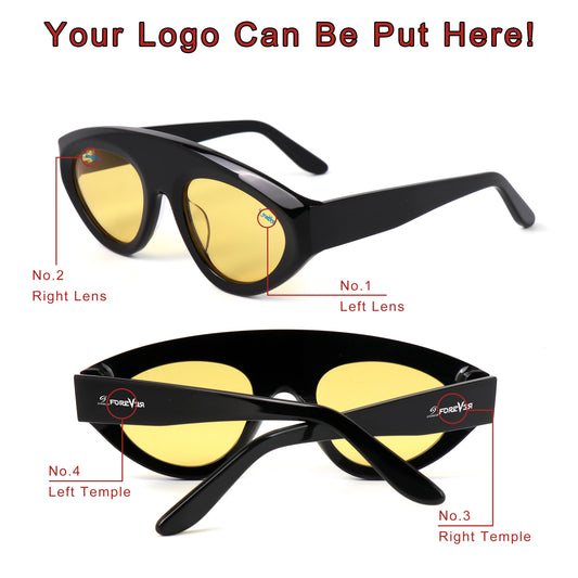 MCROONS Cat-Eye Acetate Polarised UV400 Unisex Sunglasses