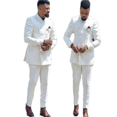 Men's Fashion Slim Fit Suit Notched Lapel Blazer & Pants Flat Front Style for Weddings or Formal Events Boutique Dress