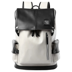 Vintage Korean Style Laptop Bag for Men PU Leather Backpack Travel Casual PU Leather Backpack