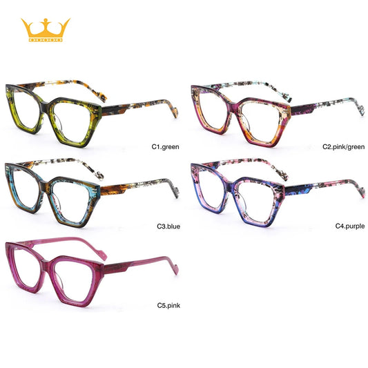 MCROONS Geometric Acetate Glasses — Full Rim, Unisex