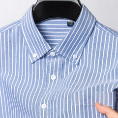 100% Cotton Chemise Homme Men's Long-sleeved Striped Shirt Classic Slim Fit Style Men Clothes Suitable Business and Casual