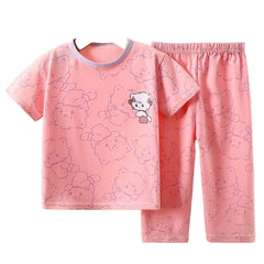 Wholesale 100% Cotton Short Sleeve Summer Baby Boy Outfits Cartoon Printed Baby Girls Pajamas