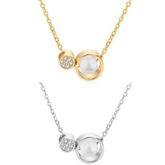 Fashion Jewelry Necklaces 18K Gold Plated Freshwater Cultured Pearl S925 Sterling Silver Pendant Necklace for Women Wedding Gift