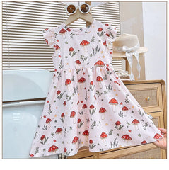 Summer New Girls' Dress Children's Skirt Baby Short Sleeve Casual Children's Wear