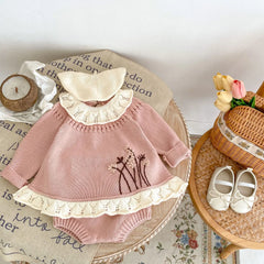 Customized logo From 1pcs Engepapa Autumn Newborn Long Sleeve Knit Top Infant Casual Knitted Pants Baby Girl Clothing Set