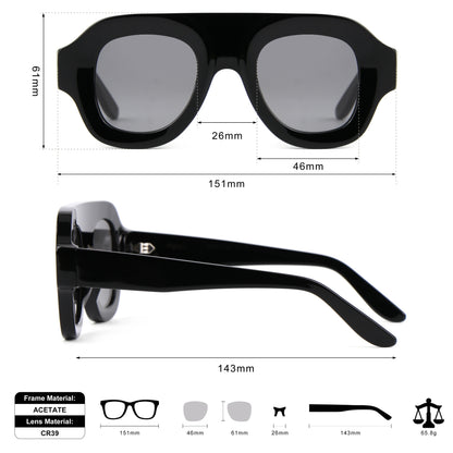 MCROONS Oversized Luxury Acetate Sunglasses, CR39 Lens, Unisex
