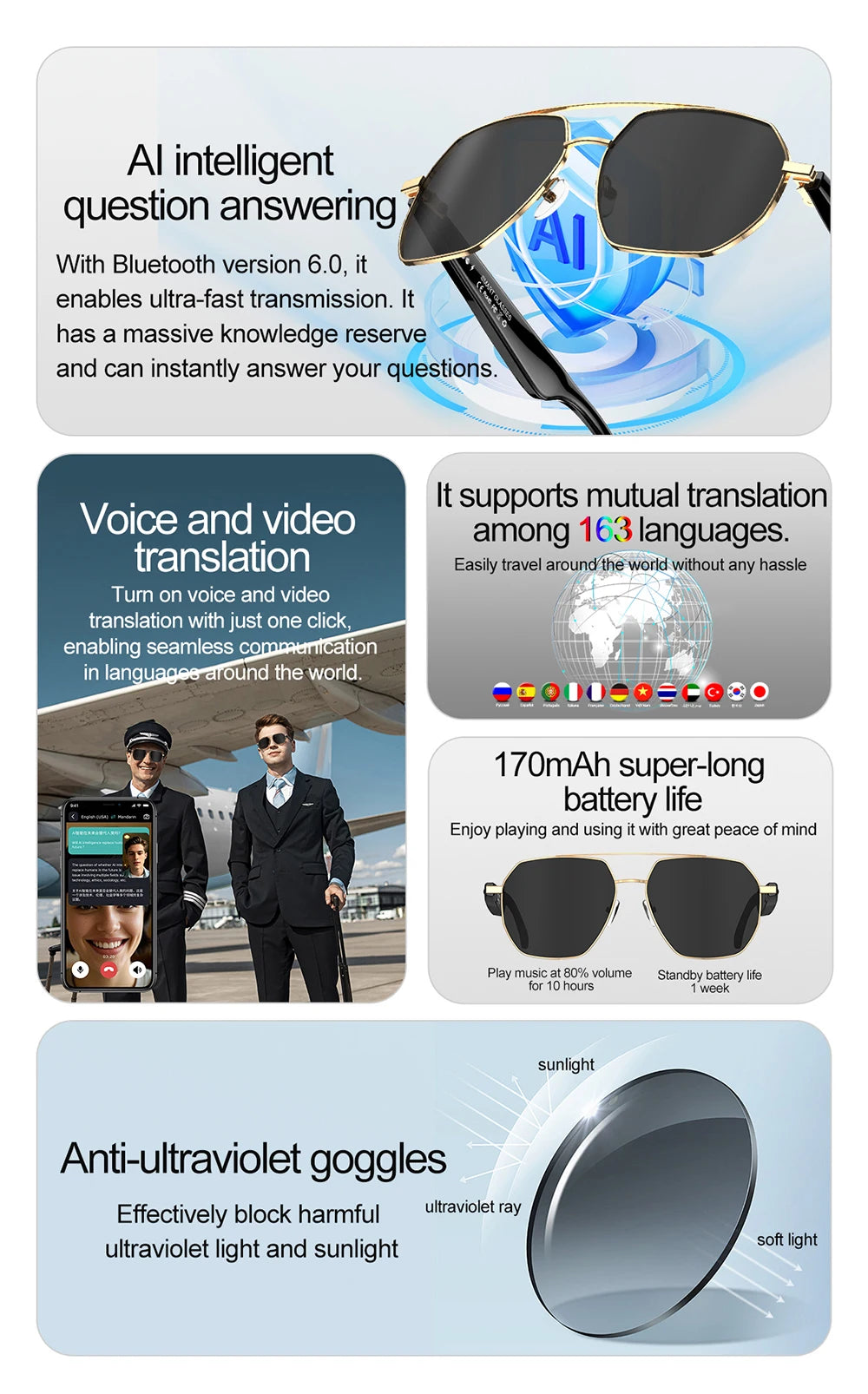 AI sunglasses translation feature