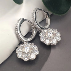 Women's Round Brilliant Cut 05 Carat Moissanite Drop Earrings S925 Sterling Sparkling Diamond Wedding Jewelry