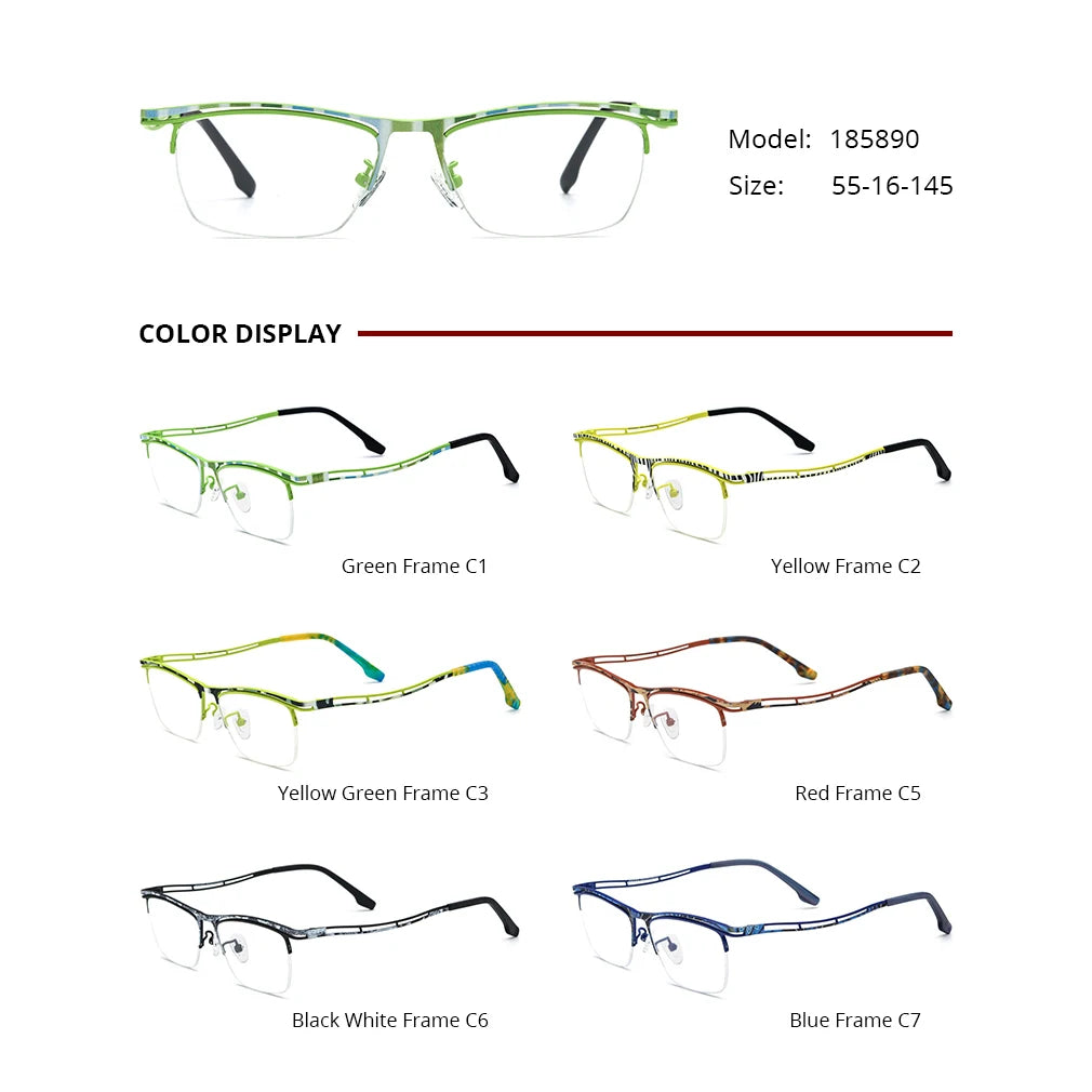 MCROONS Square Titanium Glasses colourways