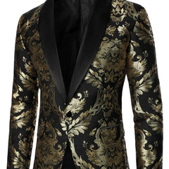 Baroque Floral Jacquard Shawl Neck Blazer Tuxedos Groom Wear
