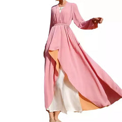 2026 Latest Designs Custom Reversible Lady Fashion Islamic Summer Chiffon Long Sleeve Robe Maxi Abaya Muslim Dress for Women