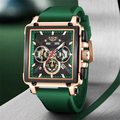 LIGE 89217 Top Brand  Men's Watches Silicone Strap Clock Waterproof Sport Casual Watch Men Chronograph Quartz Wristwatch Reloj