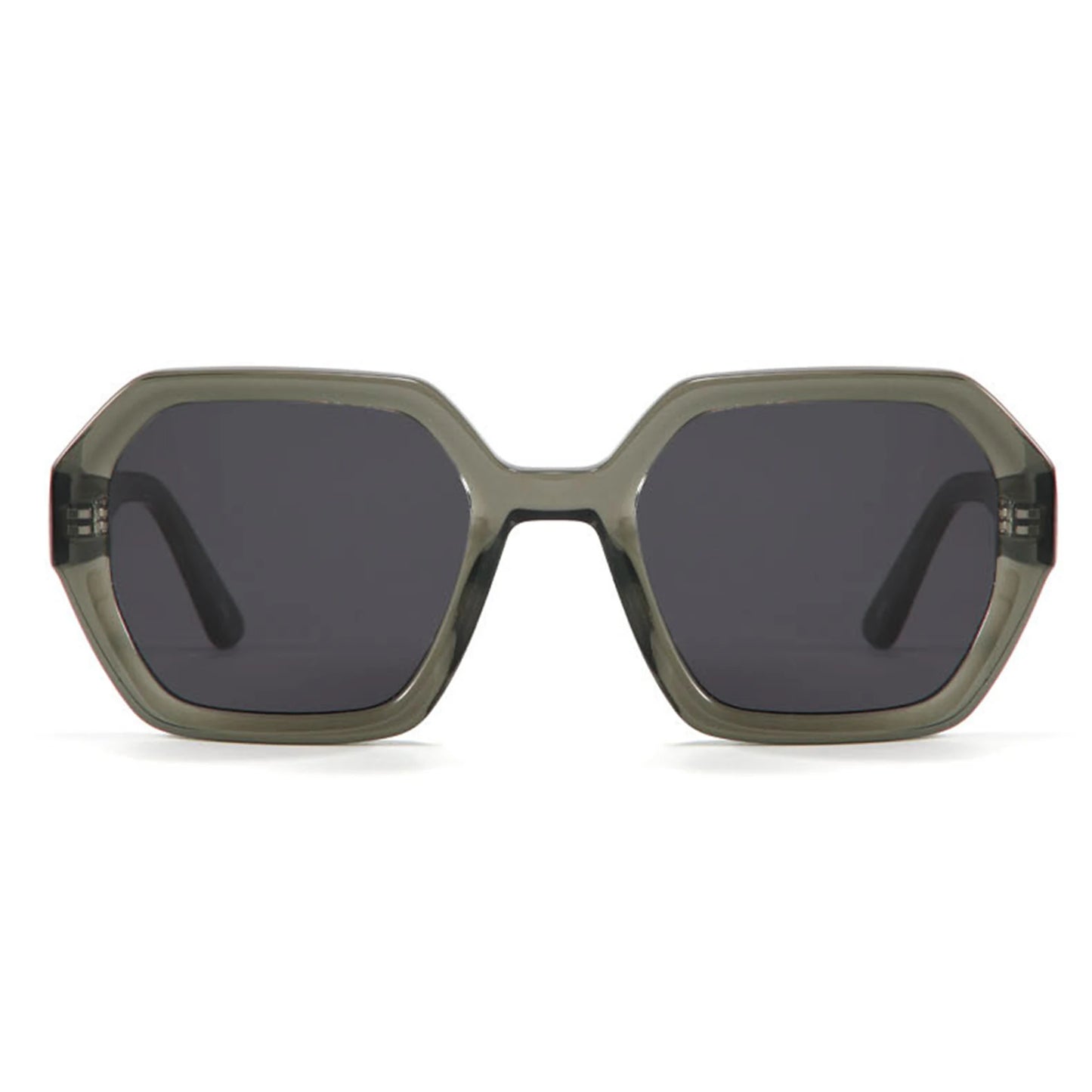 Retro heavy-frame square sunglasses - Olive Green