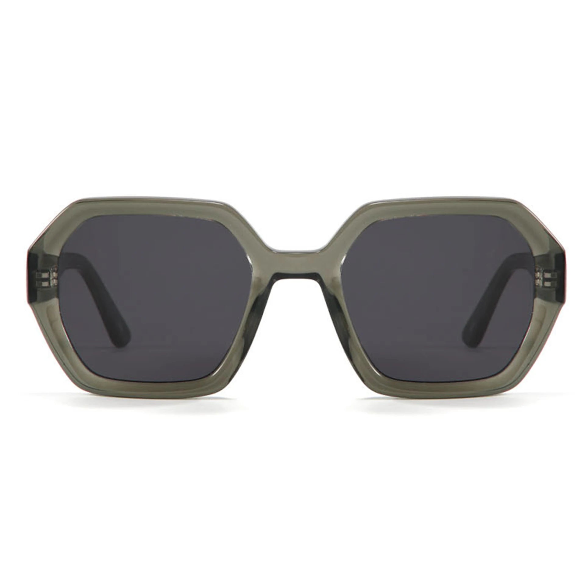 Retro heavy-frame square sunglasses - Olive Green