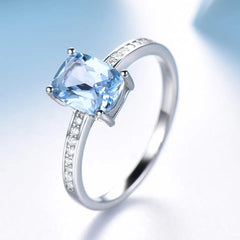 Fine Jewelry 925 Sterling Silver White Gold Jewellery Ring Price in Saudi Arabia Sky Blue Topaz Engagement Rings Jewelry Women