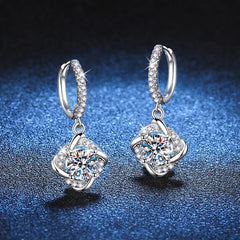 Latest Designs 1ct Iced Out GRA 925 Sterling Silver Ladies Windmill Moissanite Diamond Drop Earrings