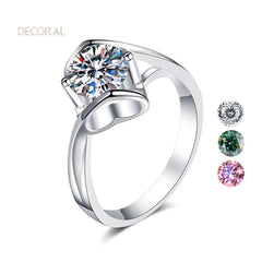 High Quality Jewelry Diamond Ring Gra Certificate 0.5/1Ct Moissanite 925 Sterling Silver Adjustable Ladies Fine Gemstone Ring