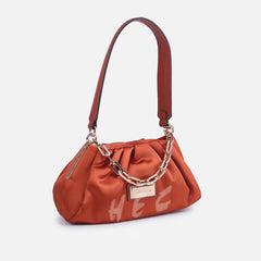 HEC Trend Women's Lightweight PU Shoulder Bag with Chain Decoration Zipper Closure Durable for Year-Round Use