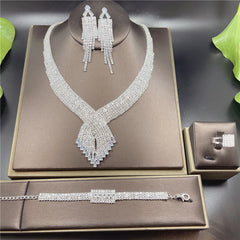 Bling Tassels Fashion Artificial Jewellery Complete Glitter Earrings and Necklaces rare stainless jewelry set for Women