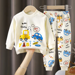 Kids Boys Long-sleeved Two-piece Suit New Children's Spring and Autumn Casual Pajamas