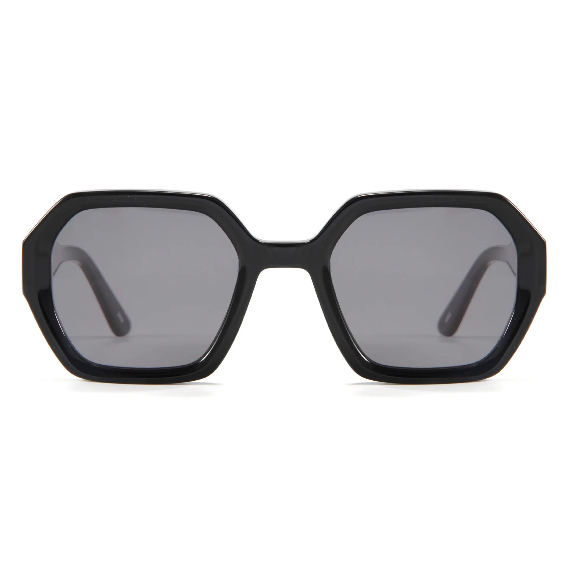 Retro heavy-frame square sunglasses - Black