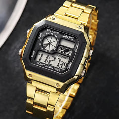 Luxury Stainless Steel Strap Sport Watches Men Military Digital Watches Waterproof Clock LED Men's Sport Wristwatch
