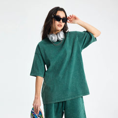 Hot Sale Custom Logo Acid Washed Vintage Oversized T-Shirt Unisex 3D Graphic Print Plain Apparels with Screen Printing Method