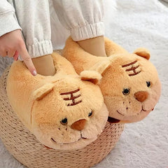 Cute Cartoon Christmas Slippers Winner Indoor Animal Warm Plush House Slippers Women Footwear Chancletas Home Stuffed Slipper