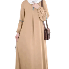 Factory Price OEM ODM Fashion Long-sleeved Casual Sequin Strip Sundress Muslim Abaya Dress Robe Modest Dress