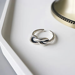 925 Sterling Silver Infinity Knot Open Ring Polished Adjustable Band Symbolic Minimalist Jewelry for Women Daily Wear