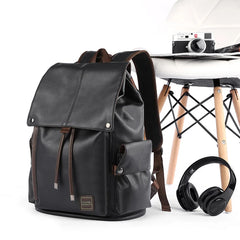 MOYYI Causal Laptop Backpack for Men Travel Vintage Backpack Waterproof Leather Business Backpack School Men's Rucksack