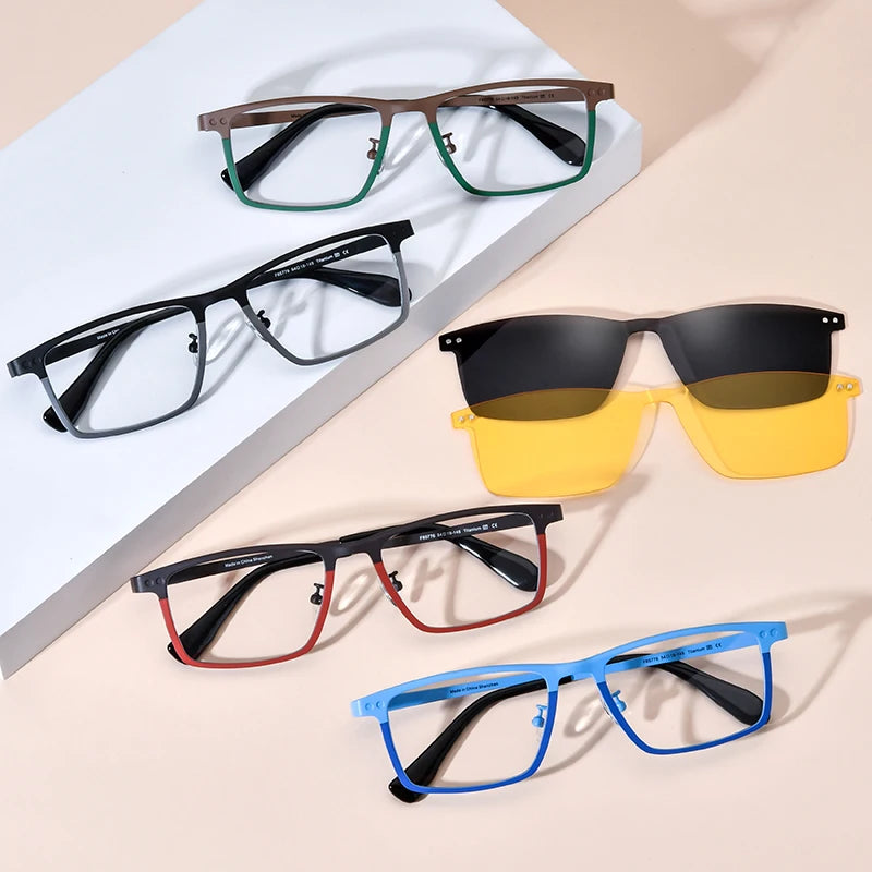 MCROONS Square Titanium Glasses colourways