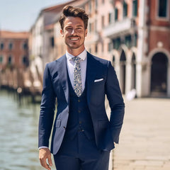 Navy Blue Three Piece Wedding and Business Suit Classic New Men's Fashion Business Italian Style Elegant Dress Slim Fit Suit